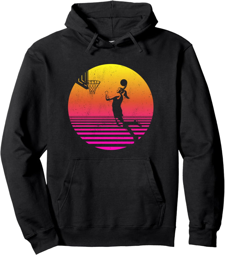 Weibliches Basketball Mädchen Frauen Vintage Retro Pullover Hoodie