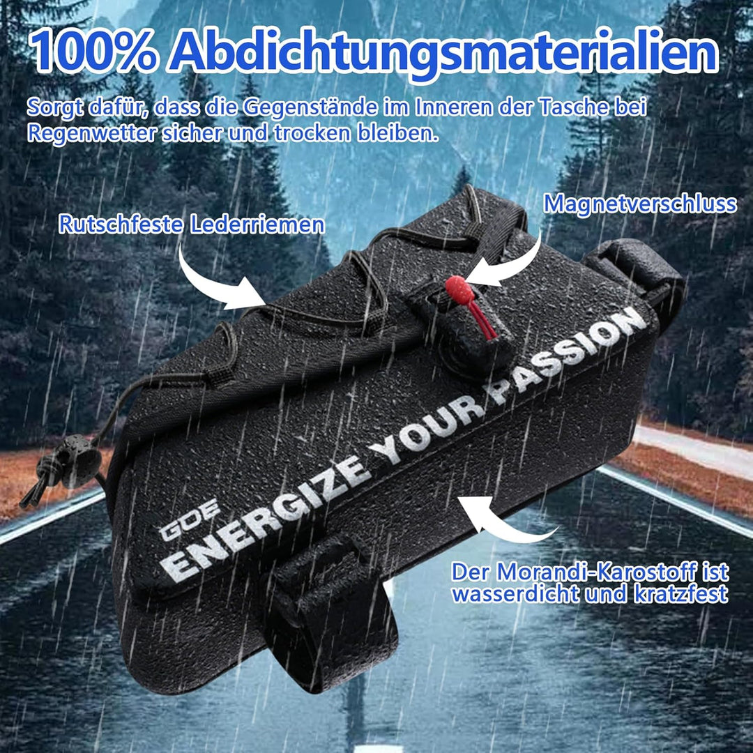 Caossioxin Fahrradtasche Rahmen [1,8 Liter] 100% Wasserdicht Rahmentasche Fahrrad, Oberrohrtasche Re
