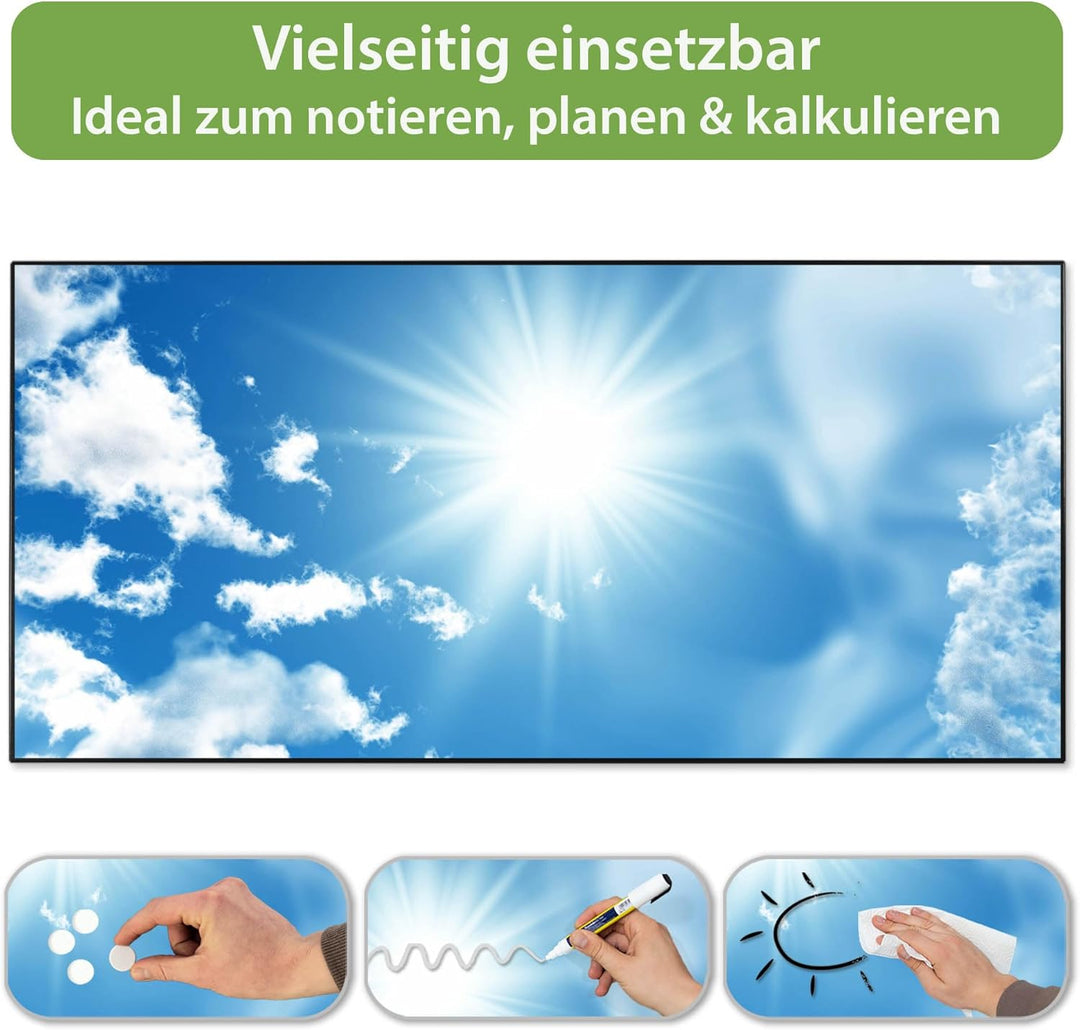 banjado Magnettafel schwarz 78 x 37cm / Magnetwand Metall/Magnetpinnwand als Memoboard/Pinnwand Magn