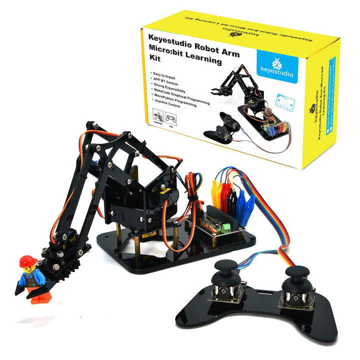 KEYESTUDIO 4DOF Robot Arm Kit (Exclude Microbit V2) Compatible with BBC Micro:bit V2, DIY Robot Kit