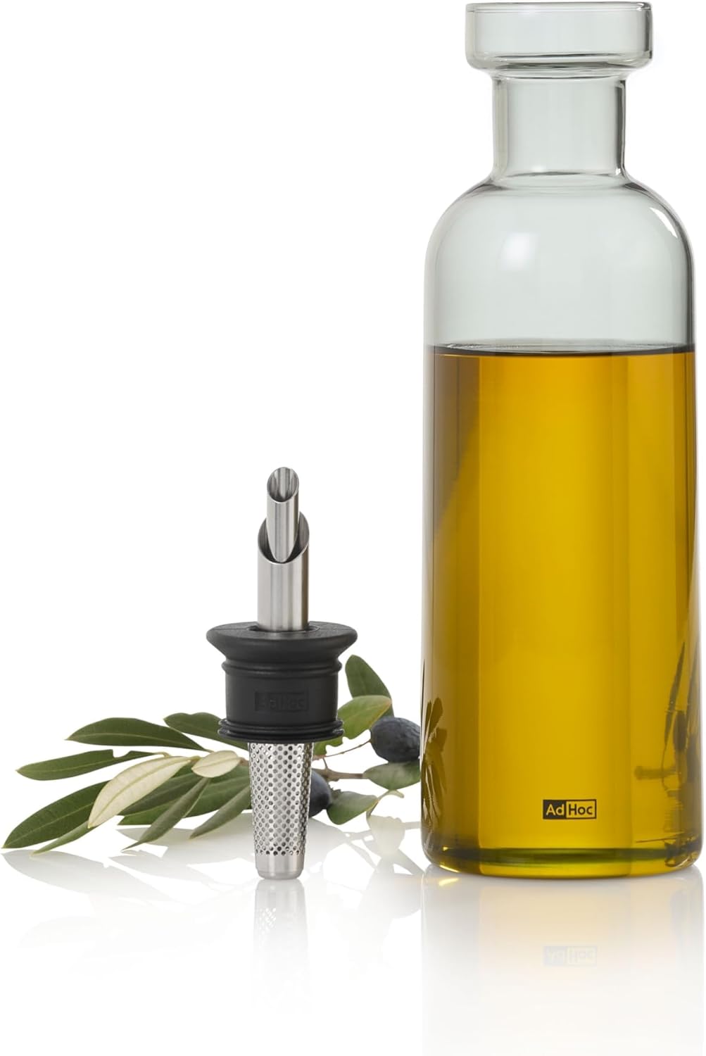 AdHoc BZ78 Ölspender oder Essigspender AromaPour aus Borosilikatglas in Grau | elegante Olivenölflas