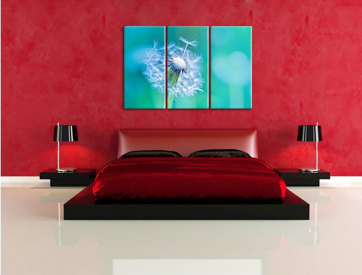 Pixxprint Schöner weisser Löwenzahn als Leinwandbild - Grösse: 3-Teilig (120x80cm) - Wandbild - Kuns