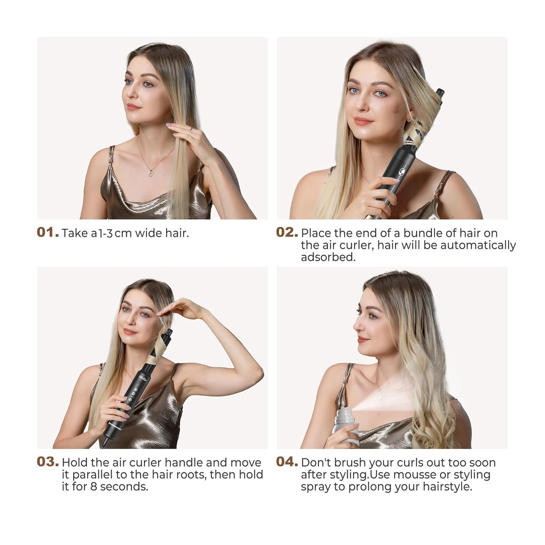 UKLISS Airstyler 7-in-1 Pro, Hair Dryer & Haarstyler mit Lockenstab Automatisch, Föhnbürste, Diffuso