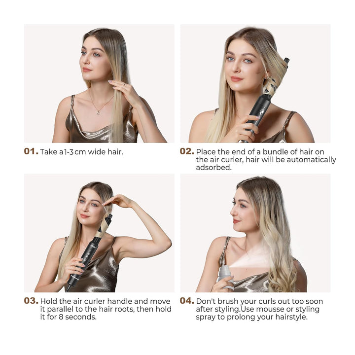 UKLISS Airstyler 7-in-1 Pro, Hair Dryer & Haarstyler mit Lockenstab Automatisch, Föhnbürste, Diffuso
