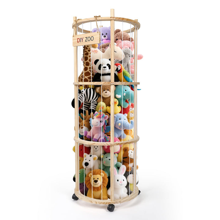 Kuscheltier Aufbewahrung, 130x48x30CM Kuscheltiere Plüschtiermit um 360° Drehbaren Rollen und Bremse
