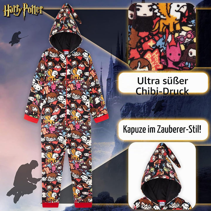 Harry Potter Jumpsuit Kinder, Fleece Onesie Jungen und Mädchen, Schlafoverall Kinder Kostüm Overall,