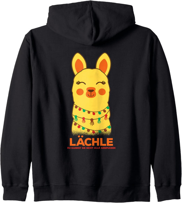 Alpaka Spruch Lächle! Du kannst Sie nicht alle anspucken Kapuzenjacke
