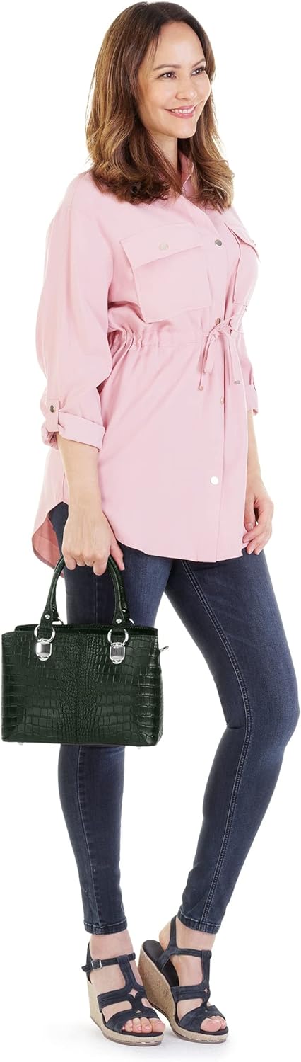 Cluty Umhängetasche echt Leder Damen - 021374 Dunkelgrün, Dunkelgrün