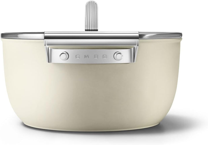 SMEG - Caçarola Alta 24cm Anni50 CKFC2411CRM 4.6 Liter Creme, 4.6 Liter Creme