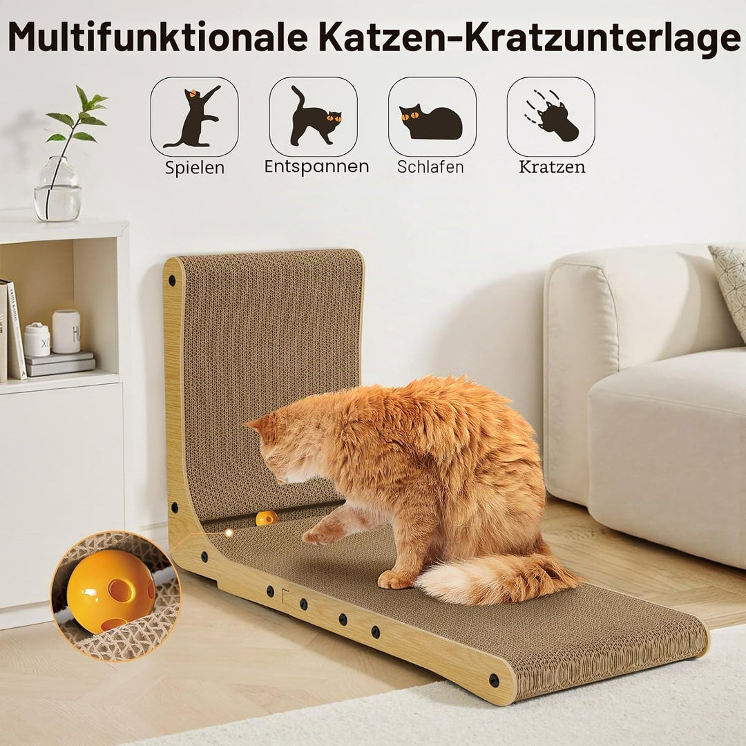 Gimars Hohe 47cm L förmige Kratzbrett Katze mit Ball, Vertikaler kratzpappe für Katzen, Langlebiges
