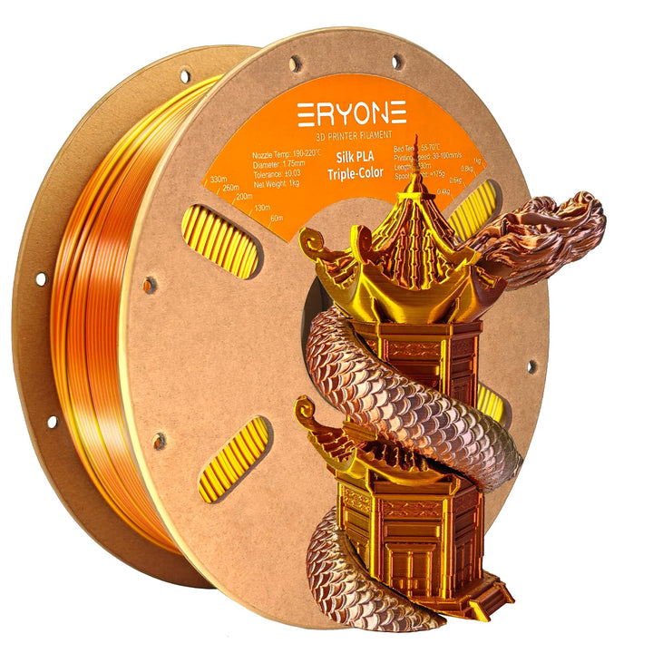ERYONE Dreifarbiges Seiden PLA Filament 1.75mm,Seidiges Mehrfarbiges PLA-Filament für 3D-Drucker +/-