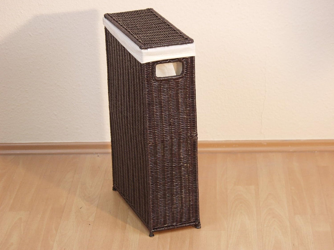 iovivo Raumspar Wäschekorb aus Rattan handgeflochten dunkelbraun gebeizt
