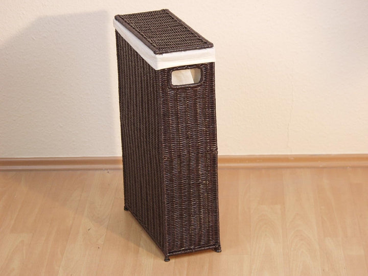 iovivo Raumspar Wäschekorb aus Rattan handgeflochten dunkelbraun gebeizt
