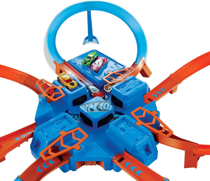 Hot Wheels DTN42 - Trackset, mit Rampen, Kreuzungen und Looping, Parkplätzen, + 1 Fahrzeug B01ARGC5F