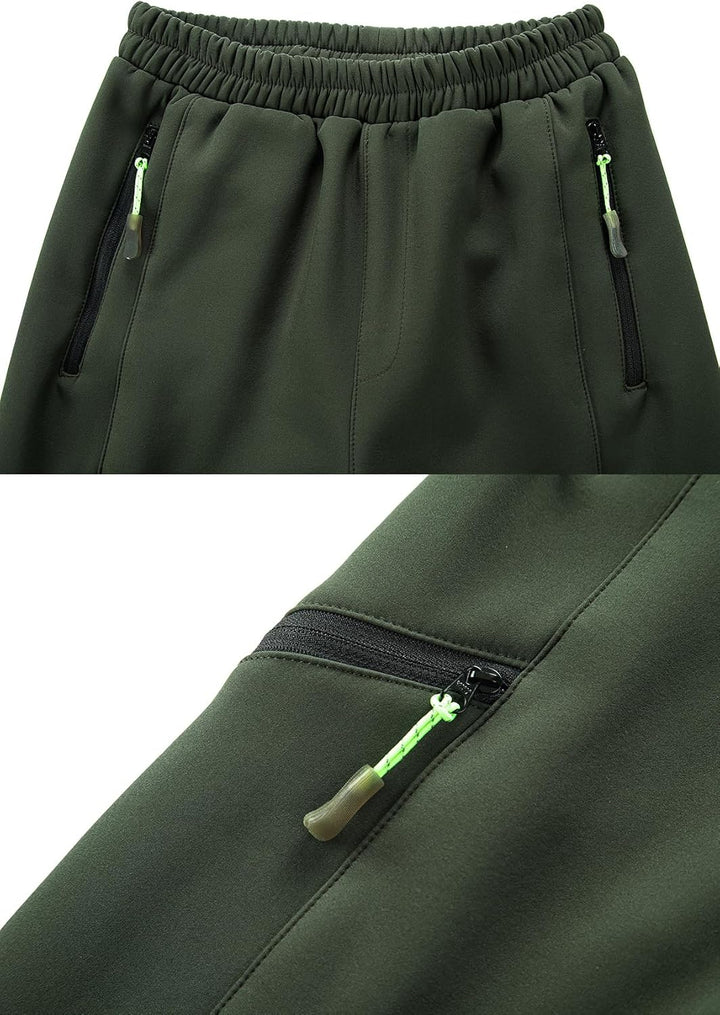 CAMLAKEE Trekkinghose Kinder Thermohose Jungen Wanderhose Mädchen Hose Gefüttert, Armee