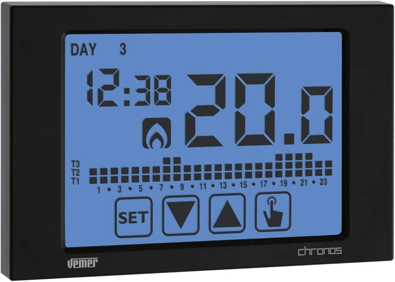 VEMER VE452900 CHRONOS - Digital Heizungsthermostat, Raumthermostat mit Touchscreen-LCD-Anzeige, Str