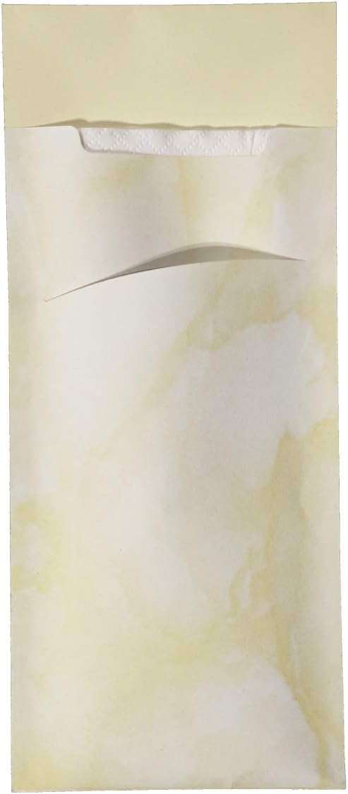 Gastropapier 520 Bestecktaschen mit Serviette Creme beige marmoriert 20 cm 520 Stück Creme, 520 Stüc