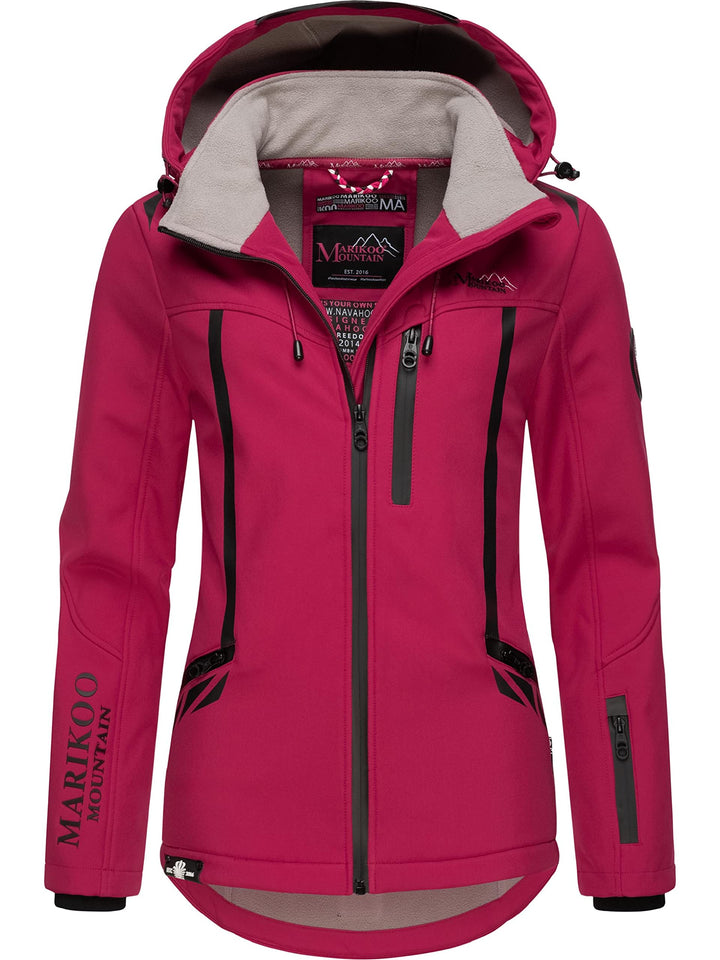 MARIKOO Damen Softshelljacke wasserdichte Funktionsjacke mit abnehmbarer Kapuze Mount-Cho-Oyu S Fuch