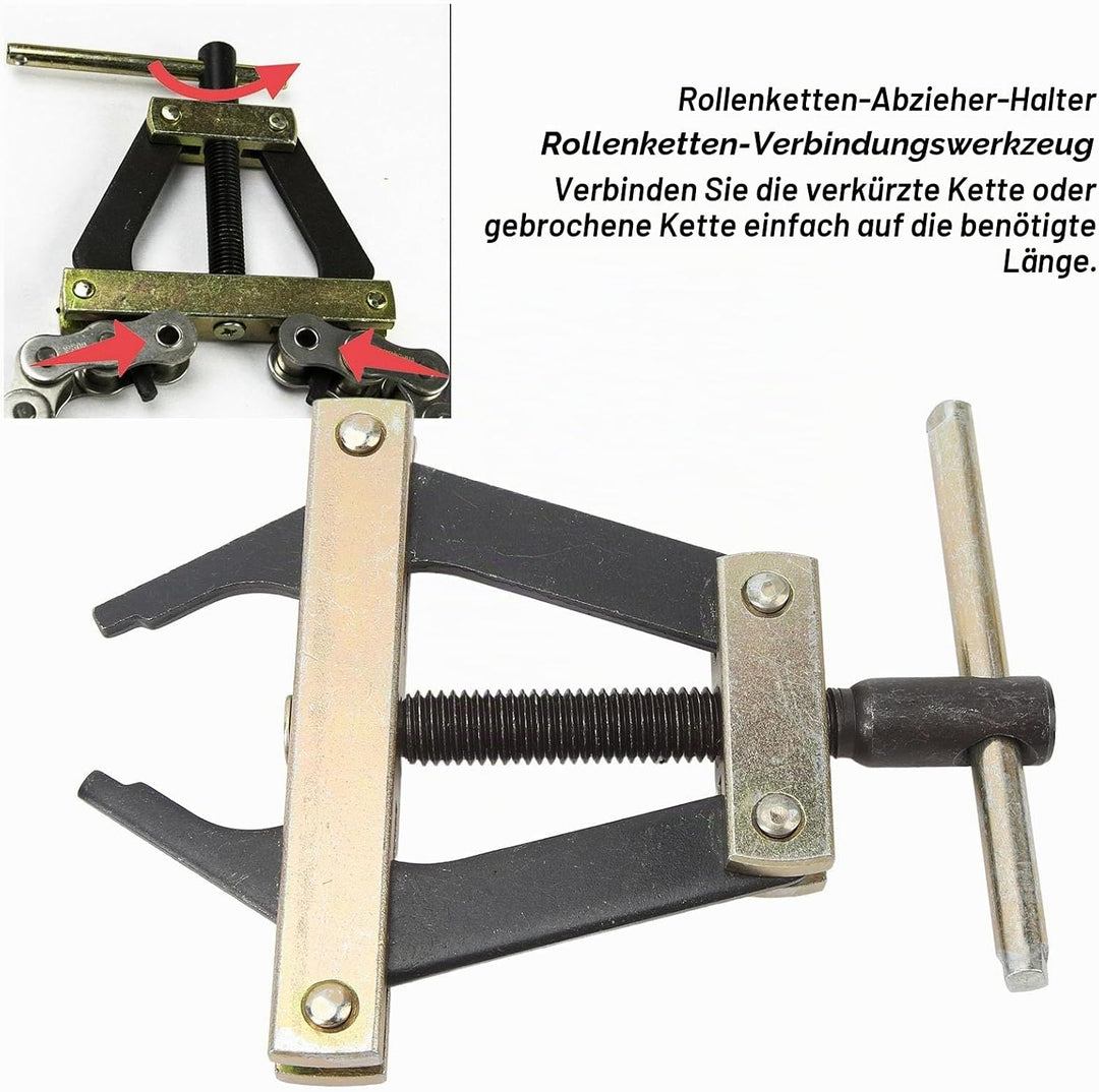 Rollenketten-Verbindungsabzieher, Metall-Rollenkettenhalter-Werkzeug für Motorrad, Fahrrad, ATV, Kar