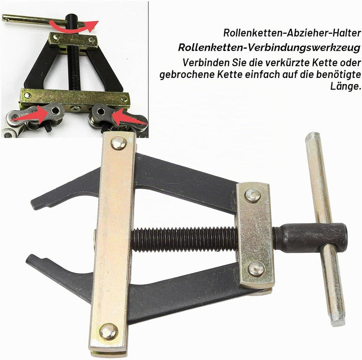 Rollenketten-Verbindungsabzieher, Metall-Rollenkettenhalter-Werkzeug für Motorrad, Fahrrad, ATV, Kar