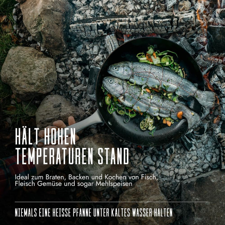 SKOTTSBERG Gusseisen Bratpfanne - Ø 28 cm – vorgebrannt & PFAS‑frei, leichter Edelstahlgriff - ideal