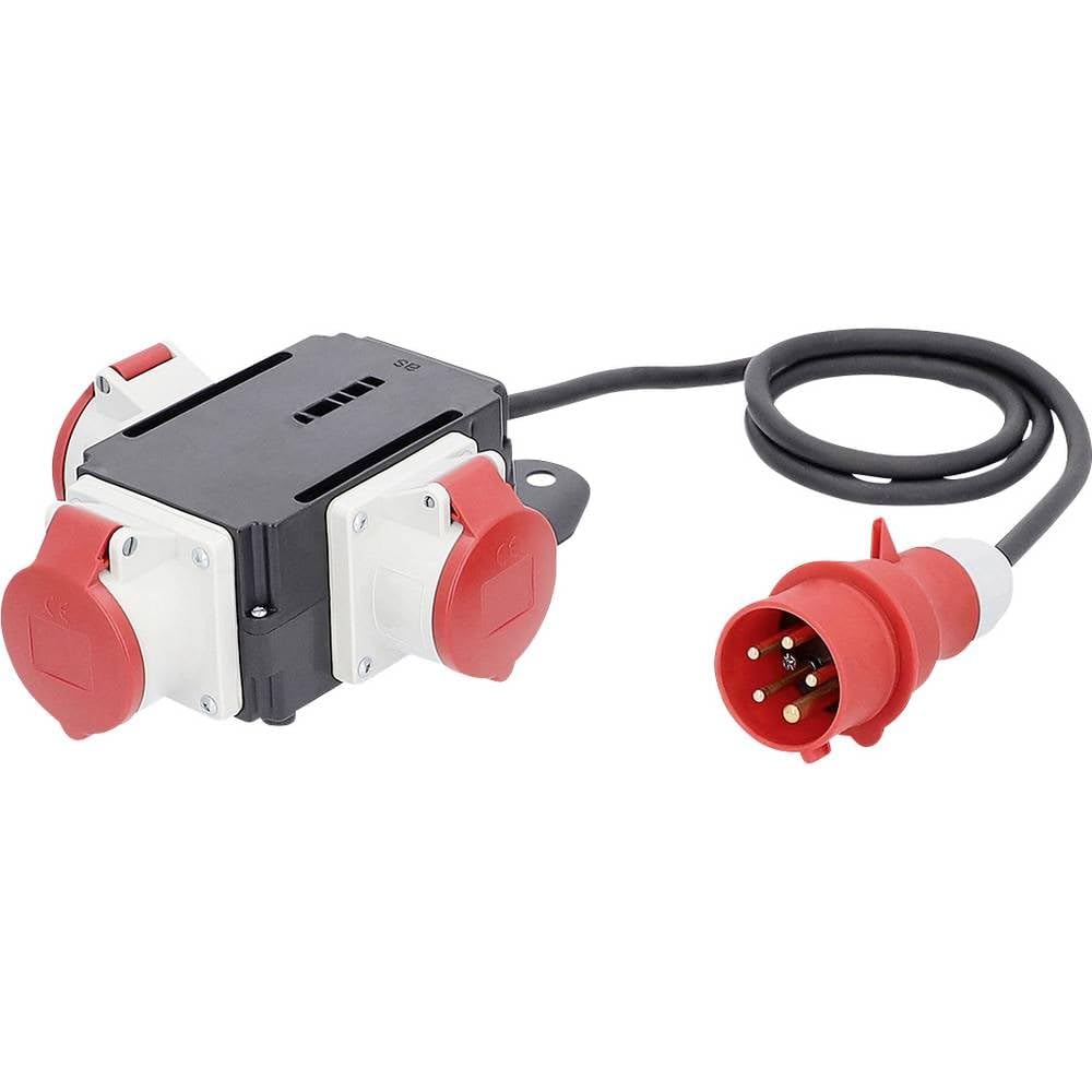 as - Schwabe MIXO Adapter / Stromverteiler NECKAR – CEE-Stecker mit 1,5 m Gummischlauchleitung auf 3