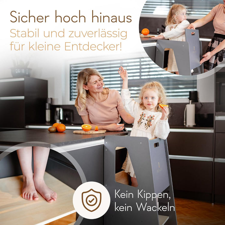 Kinder Lernturm Höhenverstellbar Ab 1 Jahr Mit Abnehmbarer Front Tritthocker für Küche Bad Leiterstu