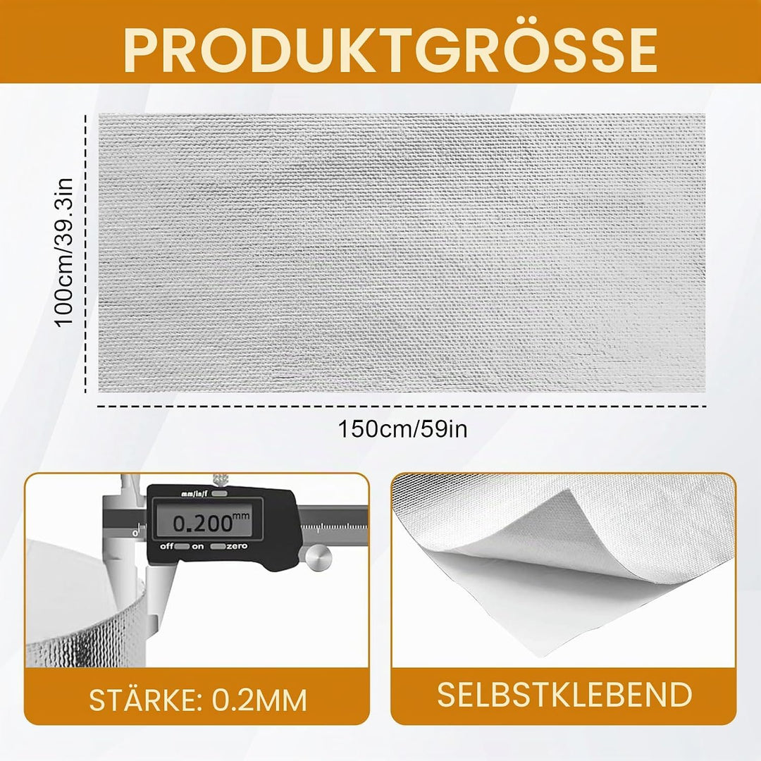 Aluminisierte Hitzeschutzmatte,Hitzeschutzmatte Selbstklebend Kleberücken Aluminium Glasfaser Blatt,