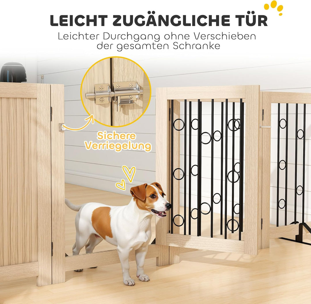 PawHut Absperrgitter Hund Freistehendes Schutzgitter, HxB: 70 x 205 cm Faltbares Hundegitter mit 2 S