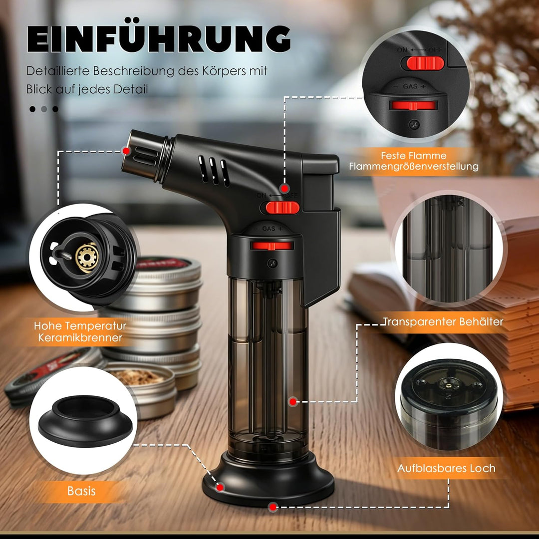 Whisky Räucher Set komplett mit Brenner und Holz-4 Geschmacksrichtungen, Cocktail Räucher Set mit Fl