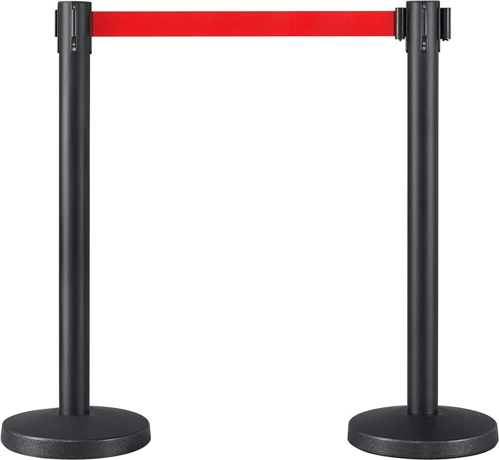 Yaheetech 2-Stück-Set Absperrständer 2m Gurtlänge, Personenleitsystem Absperrständer, Absperrband, A