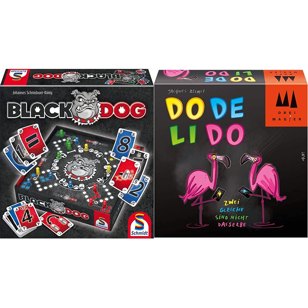 Schmidt Spiele 49323 Black Dog, Familienspiel & 40879 Dodelido, DREI Magier Kartenspiel Bundle mit D