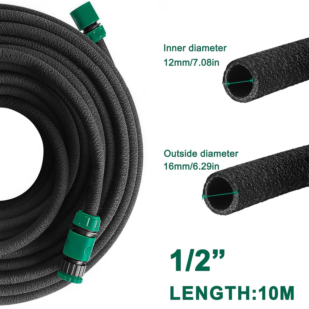 Perlschlauch 10M Garten Tropfschlauch Set - 1/2 Zoll Gartenbewässerung Bewässerungsschlauch 16MM Gar