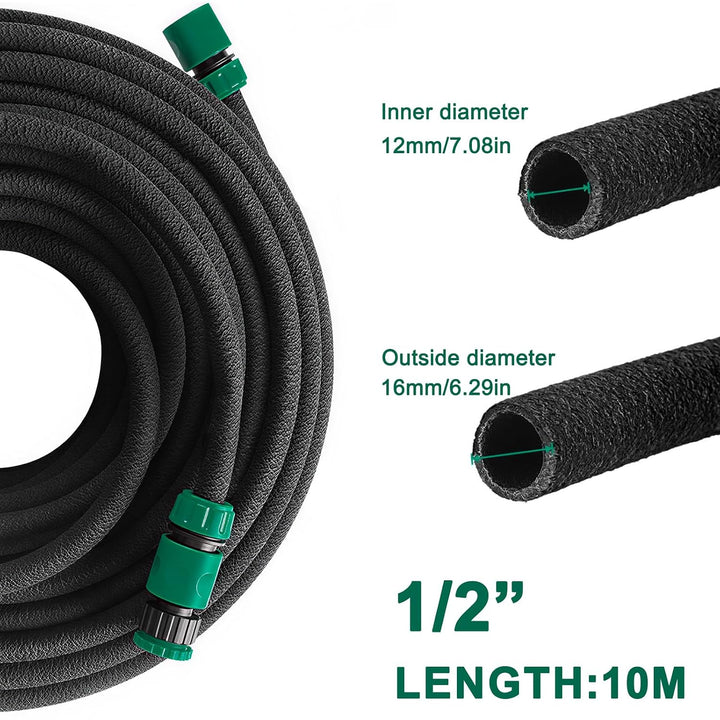 Perlschlauch 10M Garten Tropfschlauch Set - 1/2 Zoll Gartenbewässerung Bewässerungsschlauch 16MM Gar
