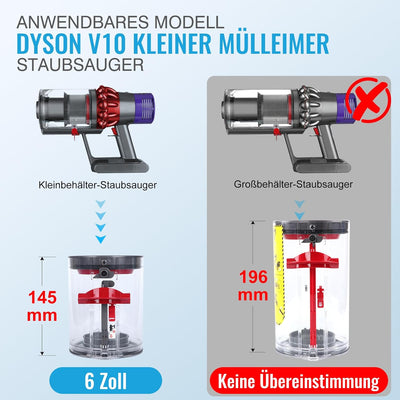 Klein Staubbehälter 969509-02 für Dyson V10 Motorhead für Fluffy V10 Staubsauger Ersatzteil Behälter