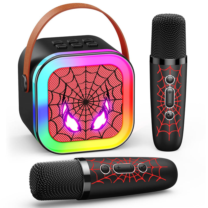 Braxel Karaoke Maschine mit 2 Bluetooth Mikrofon, Spider Spielzeug Geschenk für Junge Weihnachten Ge