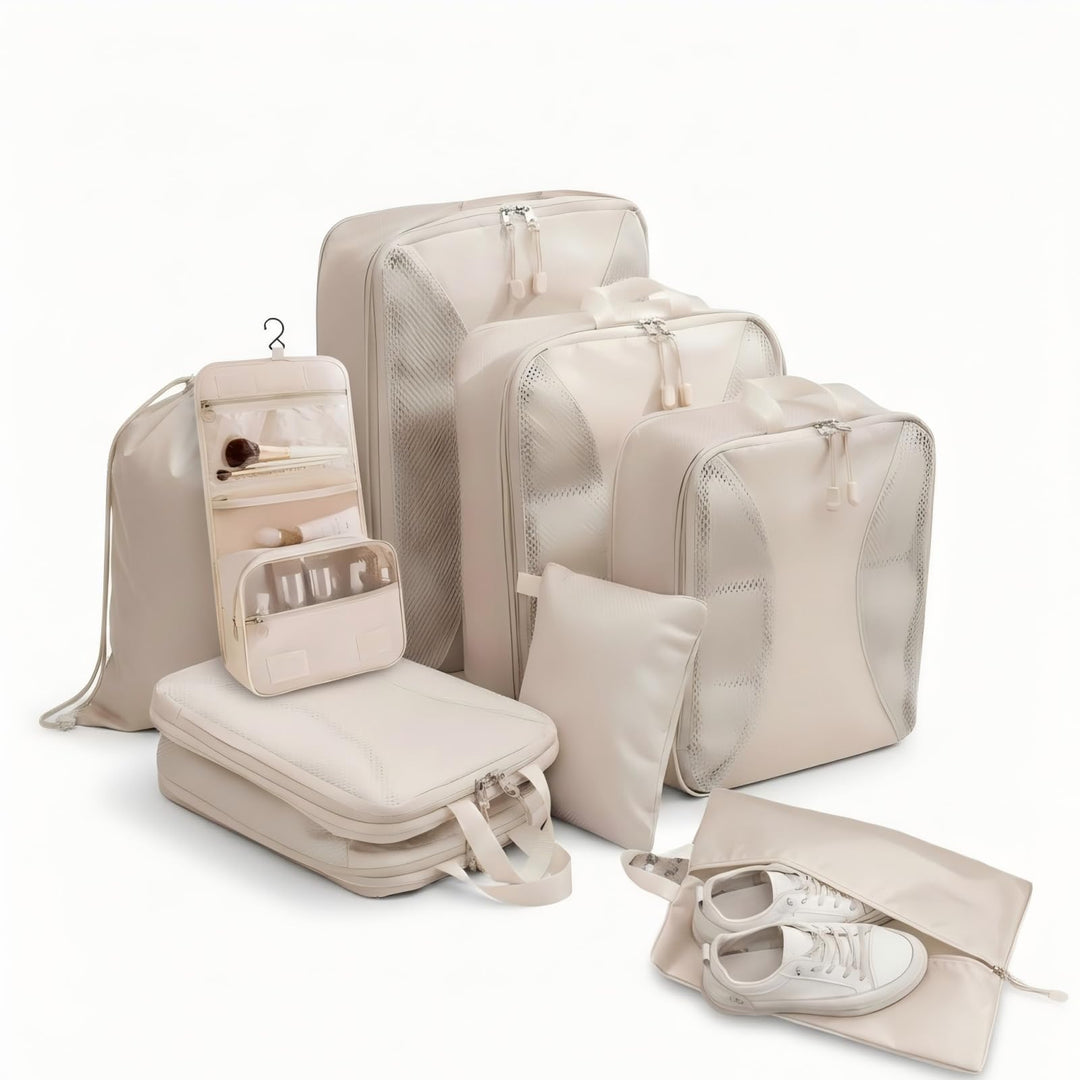 Travel Packing Cube Set - Compression Organizer with Shoe Bag, Toiletry Pouch & Laundry Bag, Lightwe