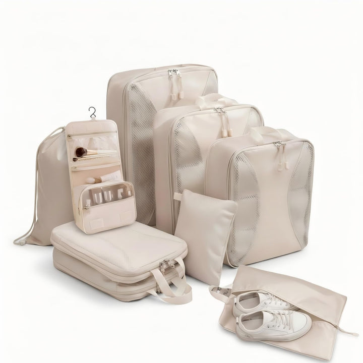 Travel Packing Cube Set - Compression Organizer with Shoe Bag, Toiletry Pouch & Laundry Bag, Lightwe