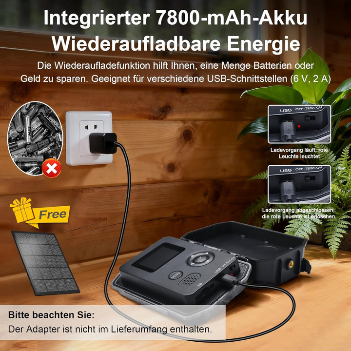 Lutranstra 5KB Wildkamera mit Handyübertragung App, 5K/64MP HD Wildkamera mit Wiederaufladbare 7800m