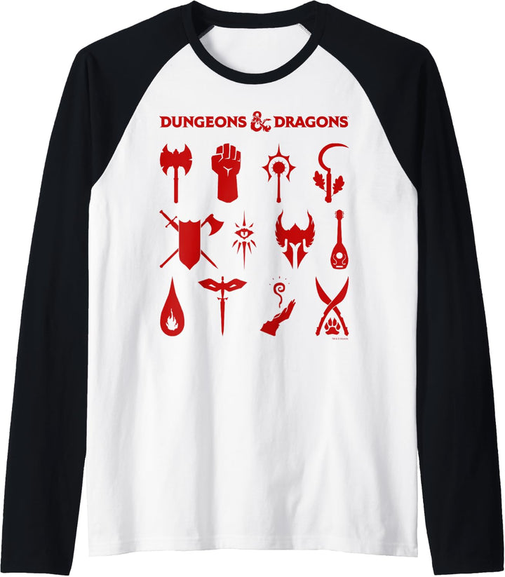 Dungeons &amp; Dragons Classes Icons Red Raglan