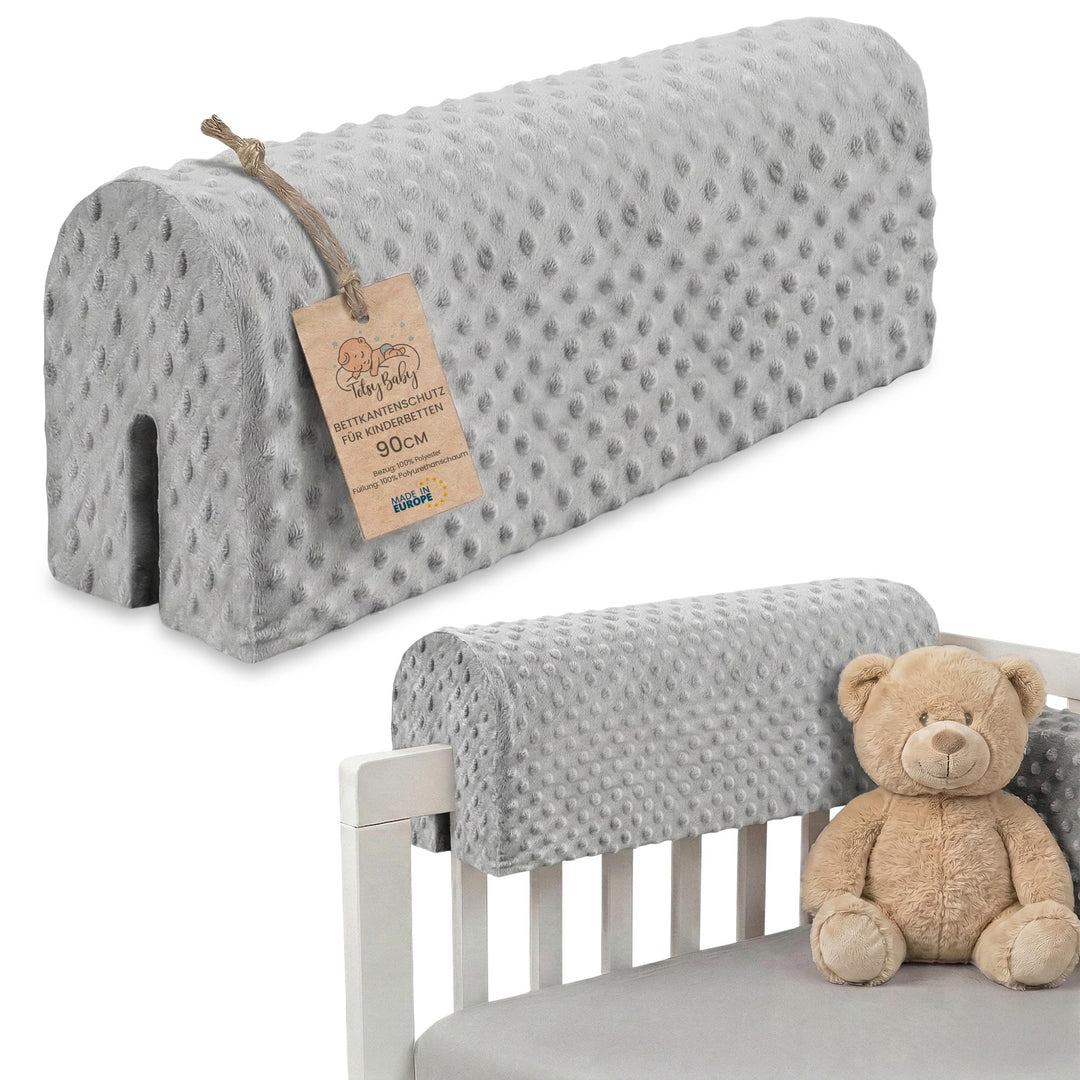 Bettkantenschutz für Kinderbetten 90 cm - Schutz für Bettrahmen Kantenschutz Kinder Babybett Hellgra