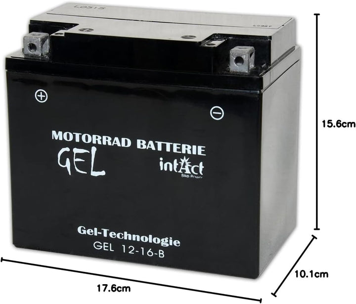 intAct Bike-Power GEL12-6-B, CB16-B, 51912, 12V 19Ah, 280 A (EN) Motorradbatterie Wartungsfreie Gel
