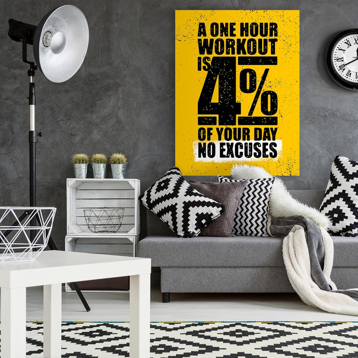 wandmotiv24 Leinwandbild Motivation, Hochformat, one Hour M0066 60L x 45B cm Leinwandbild Motivation