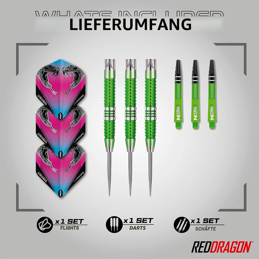 RED DRAGON Peter Wright Snakebite Mamba 2: 22g oder 24g Tungsten Darts mit Flights und Schäfte 22.0