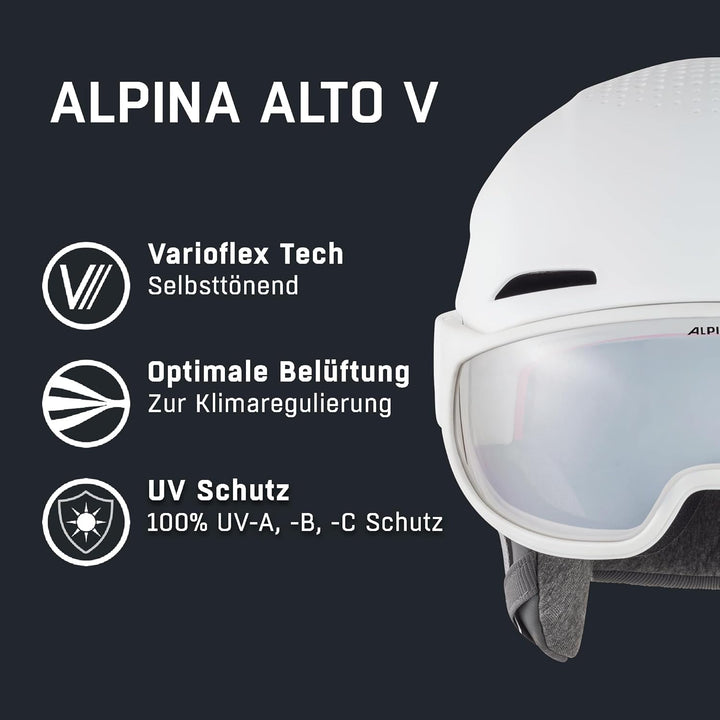 ALPINA Unisex - Erwachsene, ALTO V Skihelm white matt 55-59 cm, white matt 55-59 cm