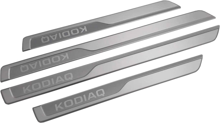 Skoda 565071303B Einstiegsleisten Set Aluminium 4x Leisten v+h mit KODIAQ Schriftzug