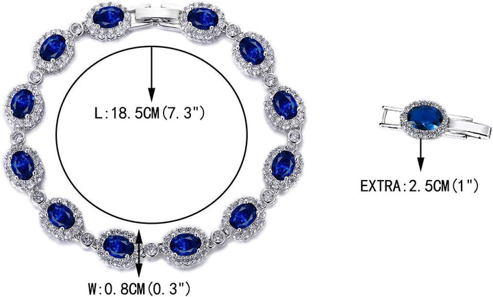 EVER FAITH Damen CZ Hochzeit Braut Oval Teardrop Halskette Ohrringe Armband Set Silber-Ton Blau Silb