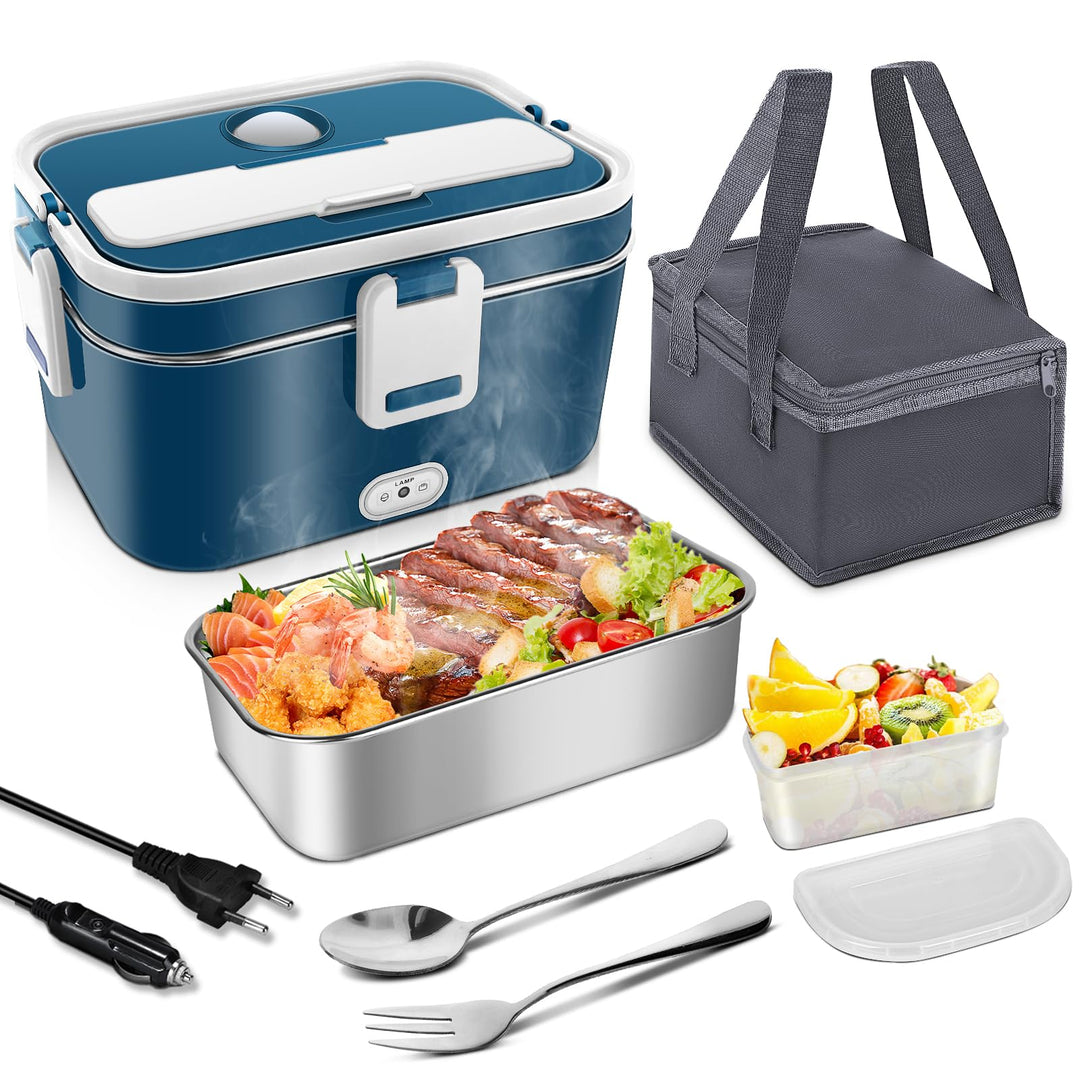 Elektrische Lunchbox 120W 3-in-1 12V/24V/220V Brotdose Elektrisch für Auto, LKW, Büro 1,8L Beheizte