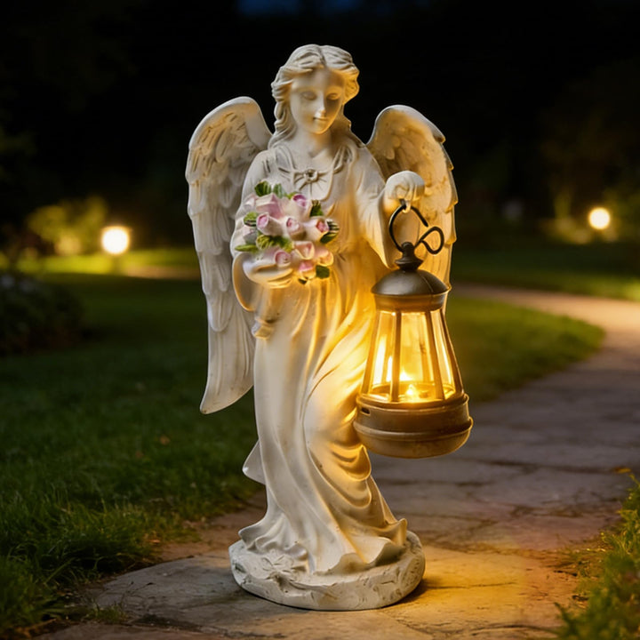 PORFOYO Solar Engel Gartenfiguren, Grabschmuck Wetterfest, Gartendeko Solar Gartenfiguren Für Aussen
