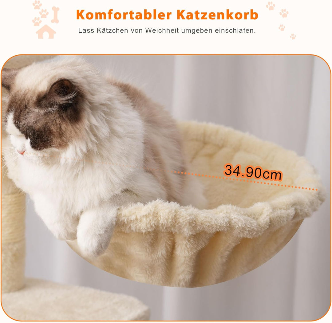 Heybly Kratzbaum, 178 cm Hoch, kratzsäule für Indoor Katzen, Mehrstöckiger Katzenkratzbaum mit 8 Kra